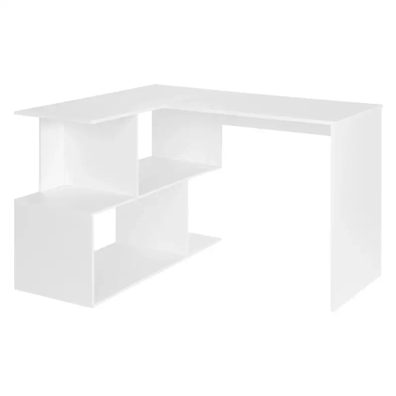 BukkitBow modern hoekbureau met opbergkast, in wit of zwart, stabiel en ruim ontwerp, 100x40cm of 80x50cm in beeld