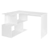 BukkitBow modern hoekbureau met opbergkast, in wit of zwart, stabiel en ruim ontwerp, 100x40cm of 80x50cm in beeld