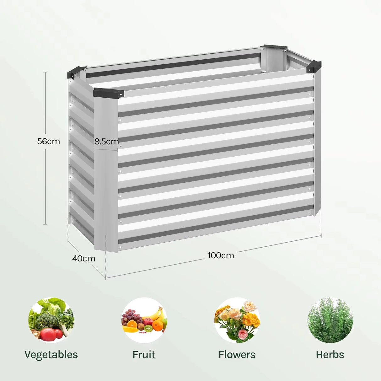 BukkitBow moderne verzinkt metalen kweekbed voor moestuin, weerbestendig en roestvrij, geschikt als kweekkast voor planten.