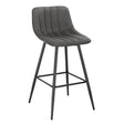 Moderne BukkitBow barkruk van fluweel met metalen frame en ergonomische rugleuning, zithoogte 64,5 cm, tot 100 kg draagvermogen.