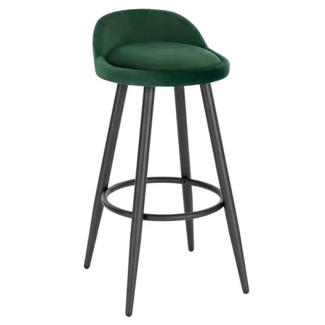 BukkitBow moderne barkruk met faux leer of fluweel, houten onderstel, verstelbare voetpads en hoge zitcomfort.