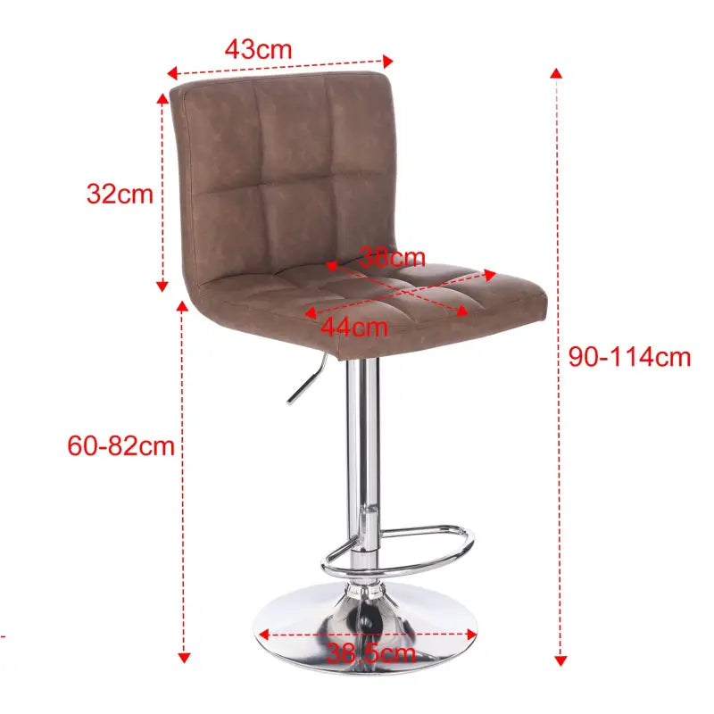 Moderne BukkitBow barkruk met kunstleer en metalen frame, verstelbaar en 360° draaibaar, ergonomisch en stevig tot 120 kg draagkracht.