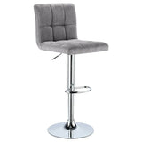 Moderne BukkitBow barkruk met linnen zitting en verchroomd stalen frame, verstelbaar en draaibaar, zithoogte 60-82 cm.
