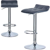 Moderne BukkitBow barkruk met verstelbare hoogte, verchroomd staal en kunstleer, ergonomische zitting in afbeelding.