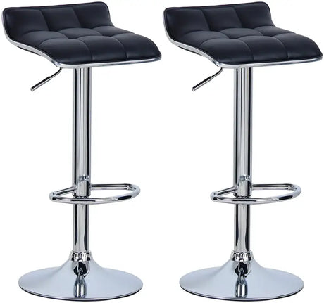 Moderne verstelbare barkruk van BukkitBow met verchroomd staal en kunstleer, ergonomische zitting, hoogte 54-76 cm.