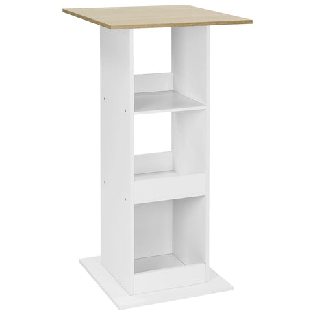 Moderne BukkitBow bartafel van 60x60 cm met drie opbergvakken, geschikt voor eet- en zithoeken.