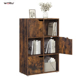 Moderne BukkitBow boekenkast met 6 vakken, 3 deurtjes, Scandinavisch design, van hout en strakke lijnen.