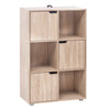 Moderne BukkitBow boekenkast met 6 vakken, 3 deurtjes, Scandinavisch design, natuurlijke houtafwerking, strakke uitstraling.