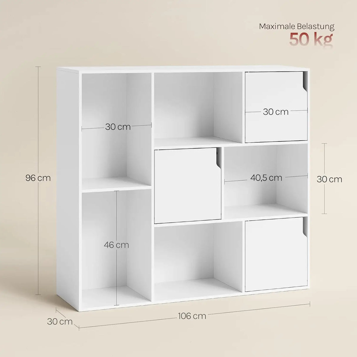 BukkitBow - Moderne Boekenkast met 8 Vakken en Deuren - FSC Hout