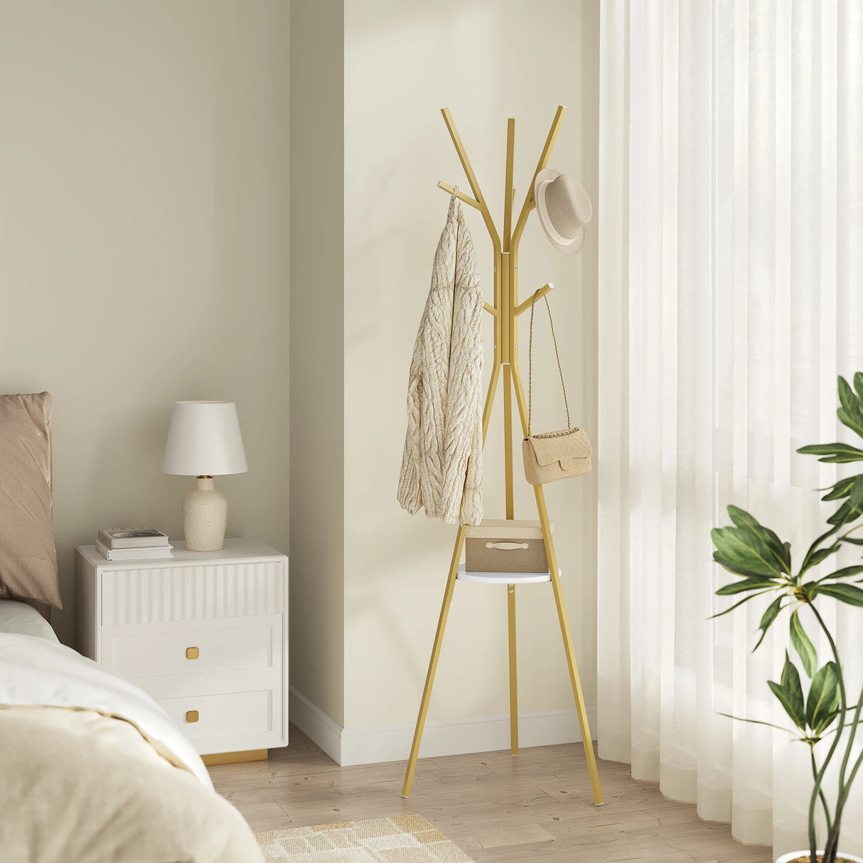 BukkitBow - Moderne Boomkapstok met 9 Haken en Ronde Legplank