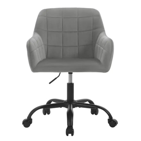 Moderne BukkitBow bureaustoel op wielen met linnen en velvet, met metalen frame, verstelbare hoogte en 360° draaibaar.