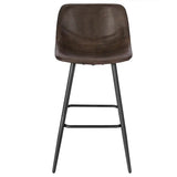 BukkitBow moderne barkruk met synthetisch leer, metalen frame, verstelbare poten en comfortabele kuipvormige zitting, zithoogte 63cm.