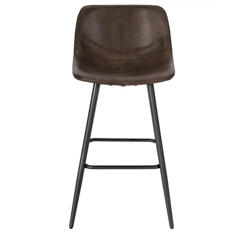 BukkitBow moderne barkruk met synthetisch leer, metalen frame, verstelbare poten en comfortabele kuipvormige zitting, zithoogte 63cm.