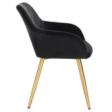 Moderne BukkitBow eetkamerstoel van stof en fluweel, ergonomisch, comfortabel en stevig met een zithoogte van 47cm.