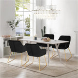 BukkitBow moderne eetkamerstoel van fluweel met gouden metalen poten, comfortabele zithoogte van 48,5 cm, stijlvol design