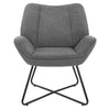 Moderne linnen fauteuil van BukkitBow met X-vormig onderstel, comfortabele zithouding en eigentijds design.