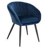 Moderne BukkitBow fluwelen eetkamerstoel met metalen poten, ergonomisch ontwerp en zithoogte van 50cm voor comfortabel dineren.
