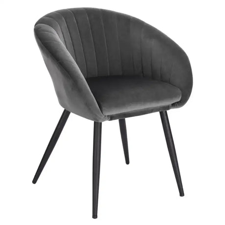Moderne BukkitBow fluwelen eetkamerstoel met metalen poten, ergonomisch ontwerp en 50 cm zithoogte, comfortabel en stijlvol.