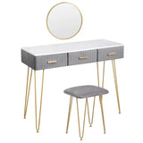 BukkitBow moderne kaptafel voor kinderen en volwassenen met spiegel en krukje, 100x40 cm, stijlvolle make-up tafel.