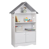 Moderne BukkitBow kinderboekenkast met kastdeurtje en stervormig design, houten opbergmeubel voor kinderen