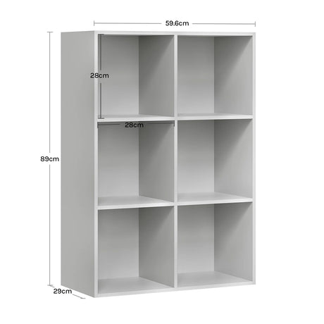 Moderne kubus boekenkast van BukkitBow met open vakken, geschikt als roomdivider en decoratief meubel in de woonkamer.