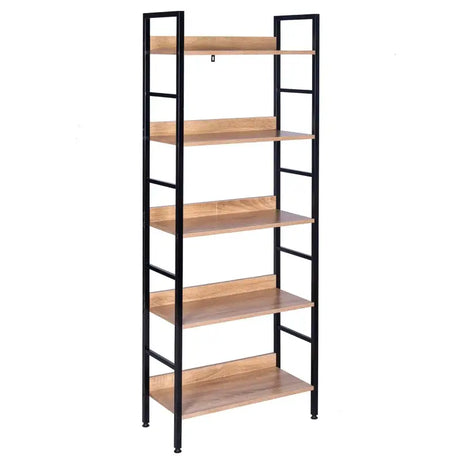 BukkitBow moderne open boekenkast met 5 lagen, stevig en duurzaam, veelzijdig design, afmetingen 60x27,5x160 cm.