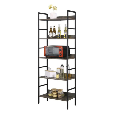 BukkitBow moderne open boekenkast met 5 open planken, stevig en duurzaam, afmetingen 60x27,5x160 cm, veelzijdig design