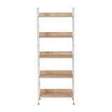 BukkitBow moderne open boekenkast met vijf planken, stevig en duurzaam, 60x27,5x160 cm, veelzijdig design in natuurlijke houtlook.