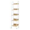 Moderne BukkitBow boekenkast met metalen frame, houten planken en achterwand voor woondecoratie, 34x40x170 cm.