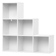 Moderne trapvormige BukkitBow boekenkast met 6 open vakken, strak ontwerp voor woonkamer of kantoor.