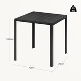 Moderne BukkitBow tuintafel met aluminium frame en WPC tafelblad, geschikt voor buiten, stijlvolle en duurzame eettafel.