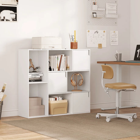 BukkitBow moderne vakkenkast met 8 verstelbare, krasbestendige vakken, ideaal voor boeken en decoratie, zwart design
