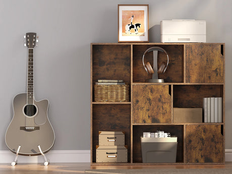 Moderne BukkitBow vakkenkast met 8 verstelbare en krasbestendige vakken, ideaal voor boeken en decoratie.