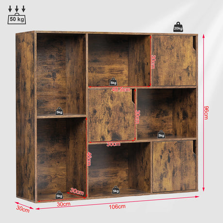 Moderne BukkitBow vakkenkast met 8 verstelbare, krasbestendige vakken voor boeken en decoratie in een stijlvolle woonkamer.