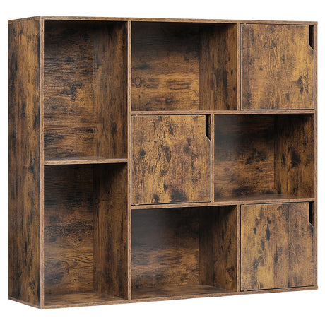 Moderne BukkitBow vakkenkast met 8 verstelbare, krasbestendige vakken voor boeken en decoratie in een woonkamer of kantoor.