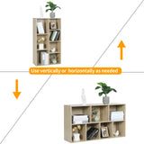 Moderne BukkitBow boekenkast met 7 vakken in Scandinavisch design, zwart houtlook, geschikt voor woonkamer of kantoor.