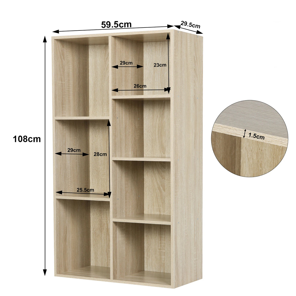 Moderne BukkitBow boekenkast met 7 vakken in Scandinavisch design, zwart houten afwerking en strakke lijnen.