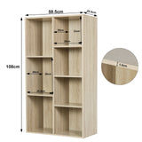 Moderne BukkitBow boekenkast met 7 vakken in Scandinavisch design, zwart houten afwerking en strakke lijnen.