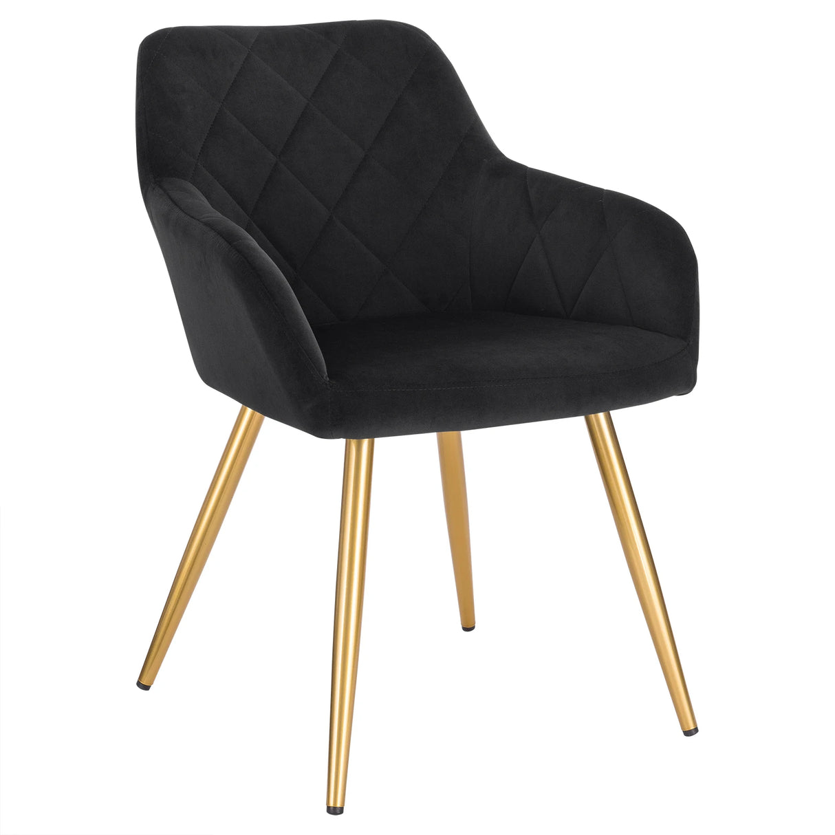 Moderne velvet eetkamerstoel van BukkitBow met armleuningen en metalen poten, comfortabele en stijlvolle zitplek voor de eettafel
