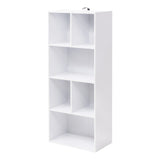 Moderne witte BukkitBow boekenkast met 6 open vakken en een hoogte van 118 cm, ideaal voor woonkamer of kantoor.
