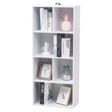 Moderne witte BukkitBow boekenkast met 6 open vakken en een hoogte van 118 cm, ideaal voor boeken en decoratie.