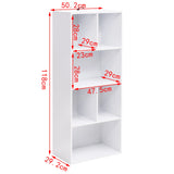 Witte BukkitBow boekenkast met 6 open vakken en een hoogte van 118 cm, modern design en eenvoudige opbergruimte