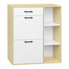 Moderne witte schoenenkast van BukkitBow met kantelbakken en lade, ideaal voor het organiseren van schoenen in de hal.