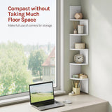 Moderne zigzag wandplank van BukkitBow met 5 niveaus voor hoekmontage, geschikt voor decoratie en opbergruimte in huis.