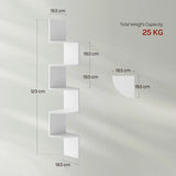 Moderne BukkitBow zigzag wandplank met 5 niveaus voor hoekmontage, stijlvolle houten wandplank voor decoratie en opbergruimte