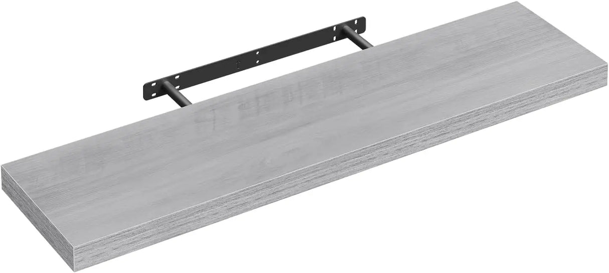 Moderne BukkitBow zwevende wandplank met verborgen bevestiging en houtlook, geschikt voor muurdecoratie en opbergruimte.