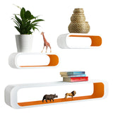 Moderne BukkitBow zwevende wandplankenset met 3 planken, strakke design en natuurlijke houtafwerking voor een stijlvolle muurdecoratie