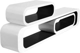 Moderne BukkitBow zwevende wandplanken set van 3, strakke wandplanken voor stijlvolle muurdecoratie.