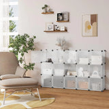 BukkitBow modulair opbergrek met 15 cubes en magnetische deuren, stevig en veelzijdig opbergsysteem in zwart en grijs.
