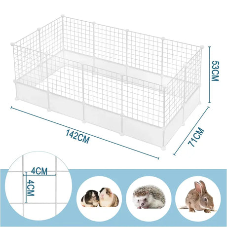 Modulaire BukkitBow dierenren voor cavia's, konijnen en kittens, 142x71x53cm, inclusief aanpasbare panelen en stevig frame